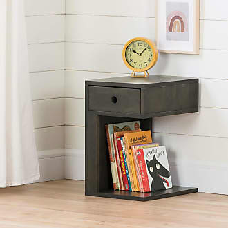 South Shore Furniture Furniture Sweedi Solid 1-Drawer Nightstand-Black Wood