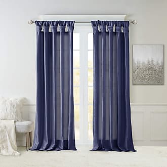 Madison Park Emilia Faux Silk Single Curtain with Privacy Lining, DIY Twist Tab Top, Window Drape for Living Room, Bedroom and Dorm, 50x120, Navy