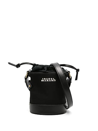 Samara embroidered small leather-trimmed canvas bucket bag