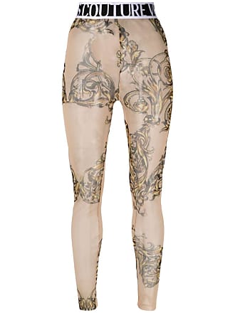 Versace Jeans Couture sheer Barocco-print leggings - women - Polyester - 36 - Neutrals