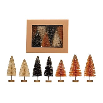 Set of 5 Styles Creative Co-Op Snow Flocked Paper & Birch Bark Buildings with LED Lights