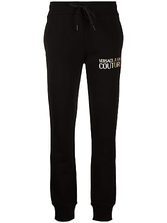 Versace Jeans Couture logo print cotton track trousers - women - Cotton - L - Black