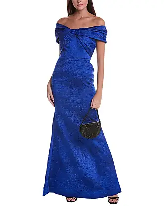 Rickie Freeman for Teri Jon One-Shoulder Draped Stretch Crepe Gown