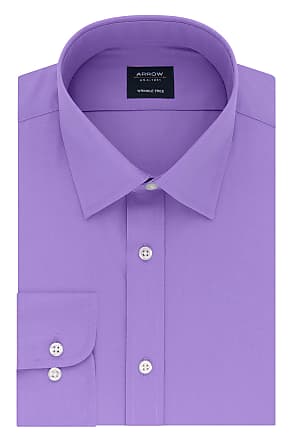 Men's Arrow Regular-Fit Solid Textured Long Sleeve Dress Shirt Deep Purple 