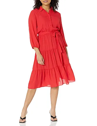 Nanette Nanette Lepore Women's Cap Sleeve Shirt Dress with Front Button  Placket Closure and Ruffle Detail at The Neck
