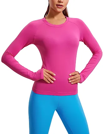 cRZ YOgA Womens Long Sleeve crop Top Quick Dry cropped Workout