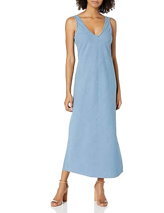 Rachel Pally Womens Sleeveless Midi Dress with deep V, Stonewash Chambray, L