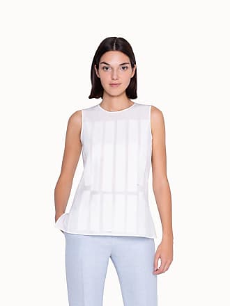 Akris Sleeveless Blouse in Silk Crêpe with Horizontal Stripes