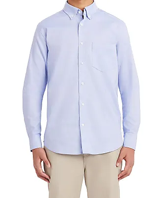Nautica Men's Young Uniform Long Sleeve Stretch Oxford Shirt, White, 42-43  