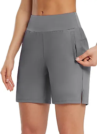 BALEAF Women's 5 Running Shorts Unlined Athletic Workout Shorts Zipper  Pocket Black Large