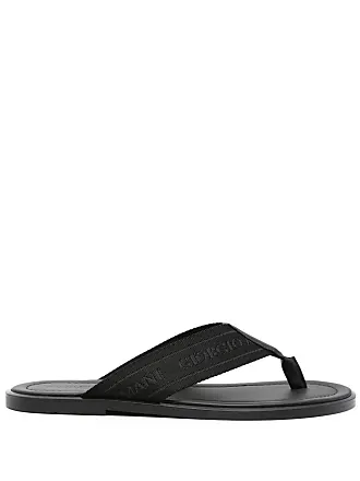 Leather Sandals With Two-Toned Tape by Giorgio Armani Men | Mens leather  sandals, Armani men, Leather sandals