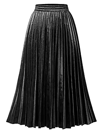 Jupe midi évasée plissée noir femme