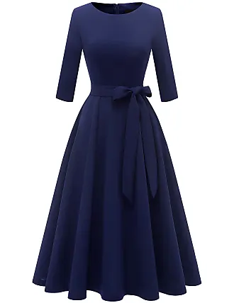 TOWED22 Plus Size Formal Dresses for Women,Women Vintage Dresses, 2022 Tea  Party Dress, Modest Wedding Guest Dress(Blue,L) 