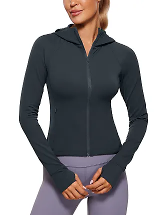 CRZ YOGA Women's Cotton Hoodies Full Zip Athletic Running Jacket