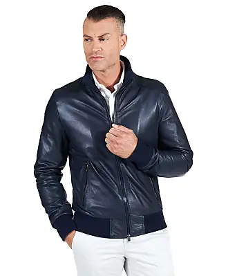 Bomber pelle uomo giubbino giacca pelle blu bomber 106