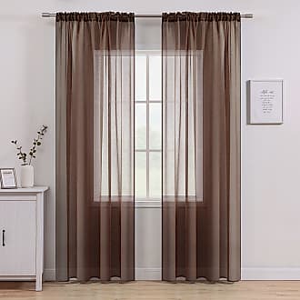 MIULEE 2 Panels Solid Color Sheer Window Kitchen Curtains Smooth Elegant Window Voile Panels/Drapes/Treatment for Bedroom Living Room 29 Wx17 L inch Rod Pocket Coffee 