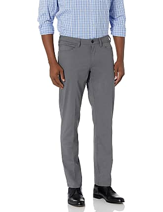 Perry Ellis Motion Mens Slim Fit 5-Pocket Performance Stretch Pant, Charcoal Heather, 34W x 32L