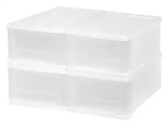 4 Pack Folding Closet Organizers Storage Box, Stackable Plastic 4Pack White
