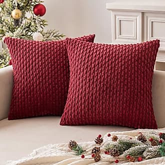 MIULEE Set of 2 Christmas Decorative Boho Throw Pillow Covers Linen Striped  Jacquard Pattern Cushion Covers for Sofa Couch Living Room Bedroom 18x18