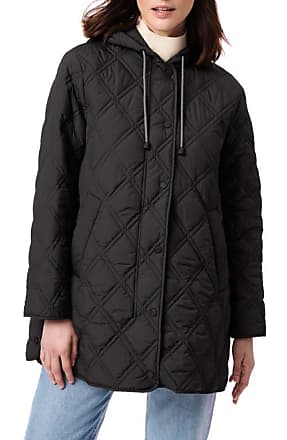 Bernardo Quilted Snap Front A-Line Hooded Jacket, Womens, S, Fig Leaf