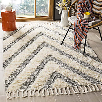 Safavieh Kenya Collection 6 x 9 Black/Ivory KNY901H Hand-Knotted Chevron Tassel Premium Wool Area Rug