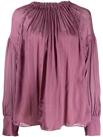 Vince ruched long-sleeved blouse - women - Polyester/Silk - L - Purple