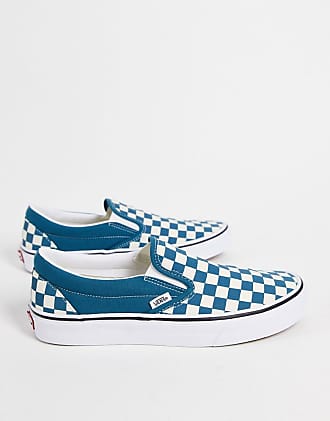 vans slip on blue and white