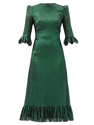 The Vampires Wife The Falconetti Ruffled Metallic Silk-blend Dress - Womens - Green