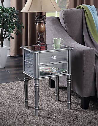 Convenience Concepts Gold Coast Mayfair End Table, Antique Silver / Mirror