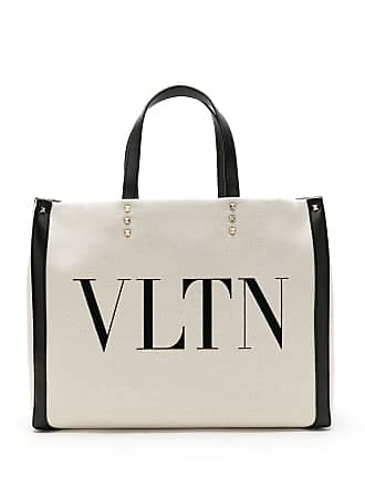 Valentino Garavani Vlogo Signature Tote Bag in Green Leather and Canva