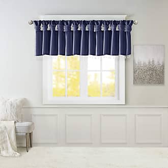 Madison Park Emilia DIY Twist Tab Top Finish Beads 1 Window Valance, 50x26, Navy MP41-6320