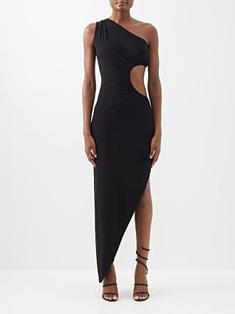 Norma Kamali Sunburst Asymmetric Cutout-jersey Midi Dress - Womens - Black