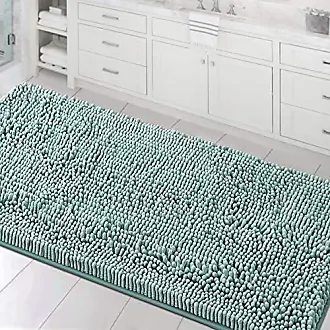 Bathroom Runner Rug Extra Long Chenille Area Rug Non-Slip Blue Bathroom Rug  Shag Shower Mat Kitchen Rugs (59 x 20 inches, Duck Eggshell Blue) 