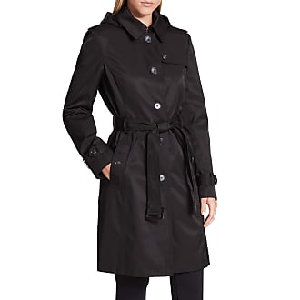 dkny black hooded mac