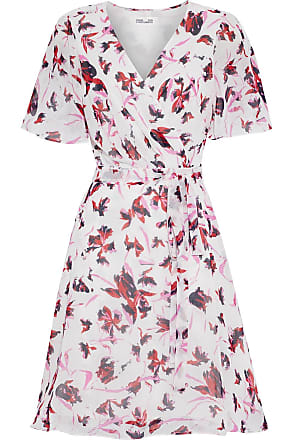 Diane Von Fürstenberg Diane Von Furstenberg Woman Kathy Floral-print Chiffon Mini Wrap Dress Off-white Size XS