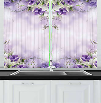 Nature Flower Theme Short Kitchen Curtains Window Treatment Set 2 Panels 55"x39" 
