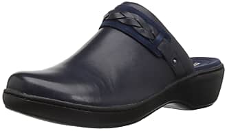 clarks navy blue clogs