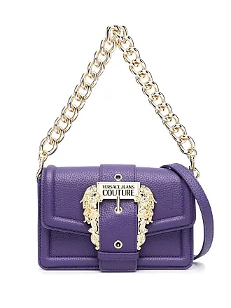 Versace Jeans COUTURE PURPLE CROSSBODY MINIBAG WITH GOLD BAROQUE LOGO  BUCKLE AND CHAIN ​​SHOULDER STRAP 74VA4BF5ZS413: Handbags