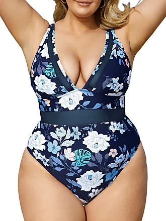 Buy CUPSHE Women's Blue Floral Strappy Criss Cross Plus Size