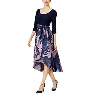 R&M Richards Womens Floral Contrast Fit & Flare Dress Navy 12