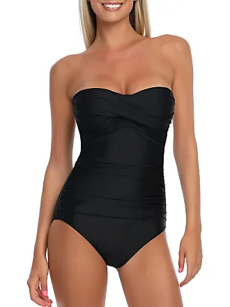 Yonique Women Plus Size One Piece Swimsuits Tummy Control Bathing Suit  Front Crossover Swimwear Strapless Monokinis Black M at  Women's  Clothing store