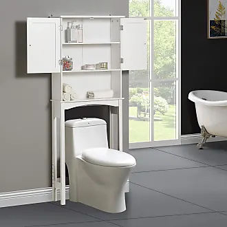 Merax Toilet Storage Shelf with Adjustable Shelves and Shutter
