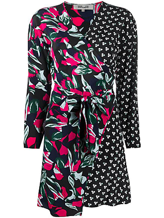 Diane Von Fürstenberg mixed-print wrap dress - Blue