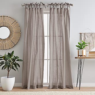 Peri Home Sheer Cotton Tie Tab Window Curtain Panel Pair, 108, Beige