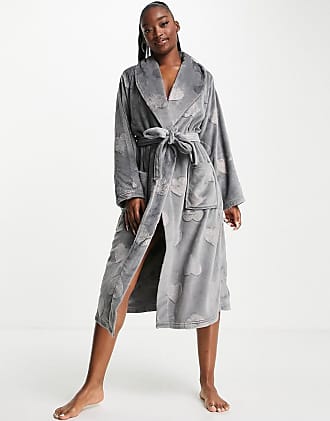 Womens Clothing Nightwear and sleepwear Robes NA-KD Grey Satin Maxi Length Robe in Grey robe dresses and bathrobes 