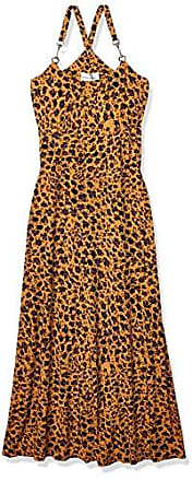 Donna Morgan Womens Spaghetti Strap Animal Print Maxi Dress, Mustard Brown/Black Multi, 12