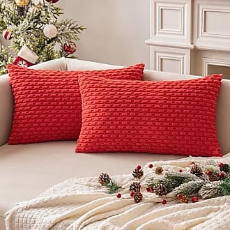 MIULEE Coral Corduroy Decorative Throw Pillow Covers Pack of 2  Pom-pom Soft Boho Striped Pillow Covers Modern Farmhouse Home Decor for  Sofa Living Room Couch Bed 12x20 Inch : Home 