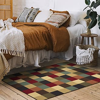 Ottomanson Basics Collection Non-Slip Rubberback Checkered 5x7 Indoor Area Rug, 5 ft. x 6 ft. 6 in., Black Checkered