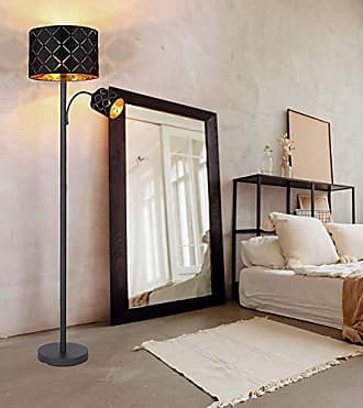 Design Stand Steh Lampe Ring Stanzungen Wohn Zimmer Decken Fluter schwarz gold 