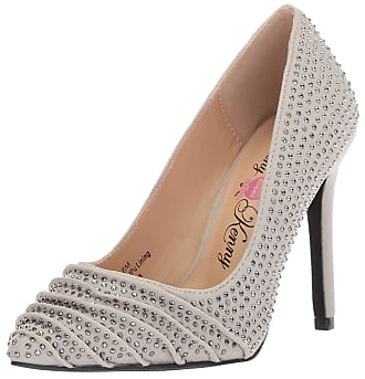 Penny Loves Kenny Womens OPLEAT Pump, Silver Jeweled Lycra, 6.5 Medium US